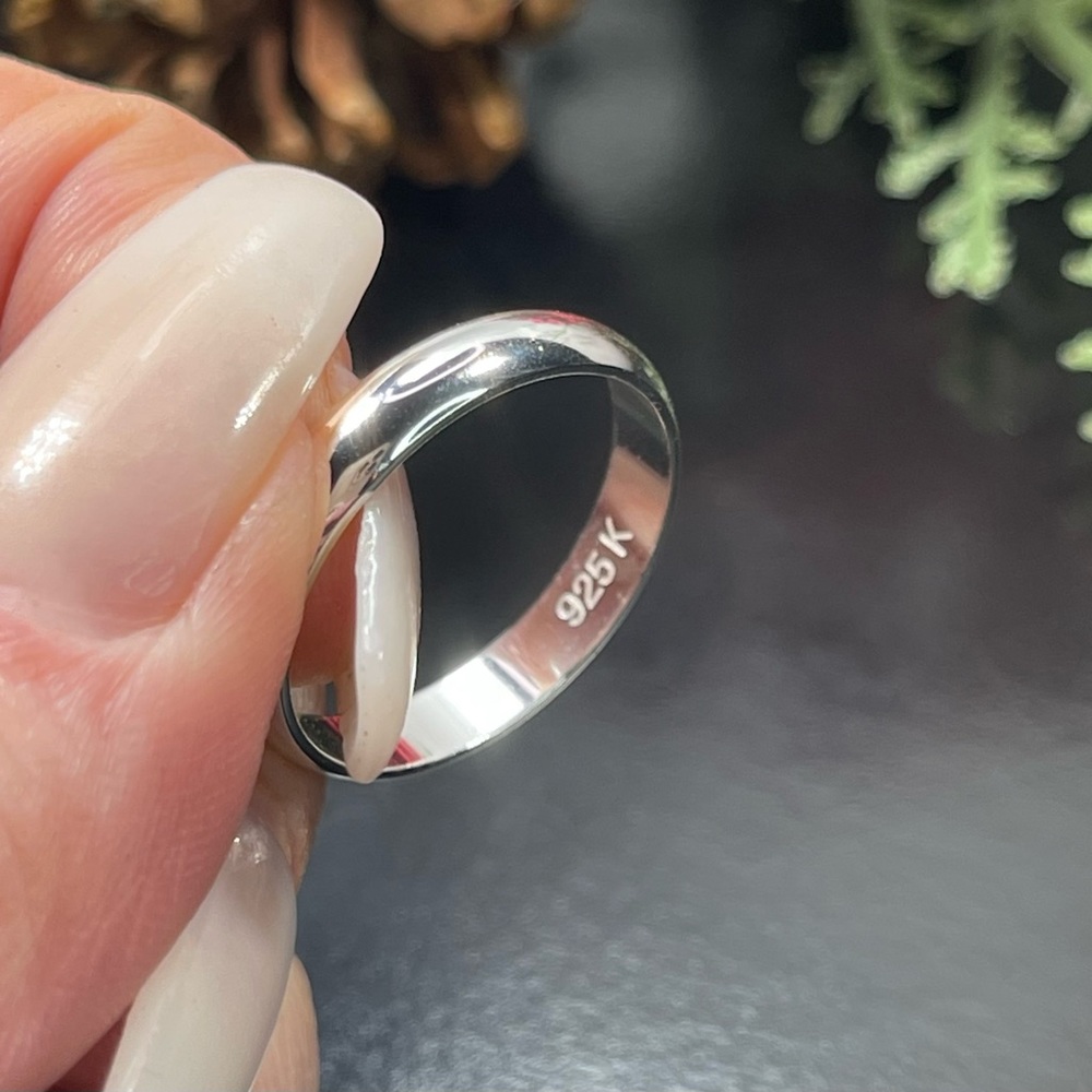 Solid 925 Silver Wedding Engagement Ring Size 10 - image 3